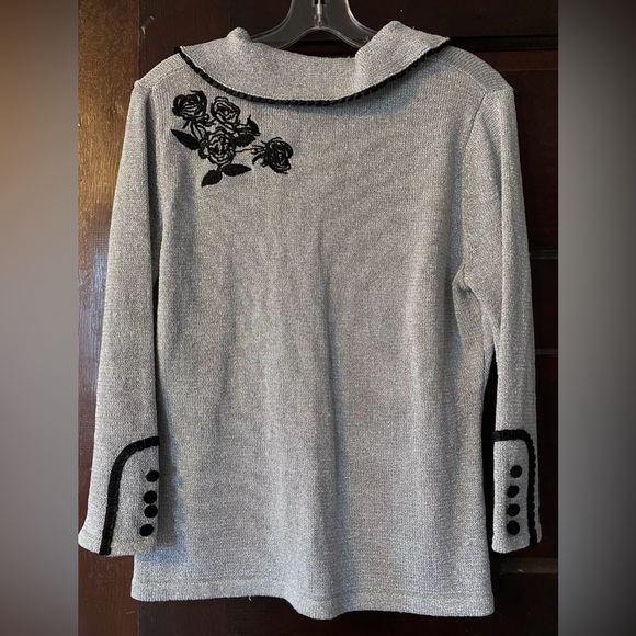 Dita Von Teese Wheels & Dollbaby Embroidered Silver Cardigan US12/AU16 - Picture 2 of 4